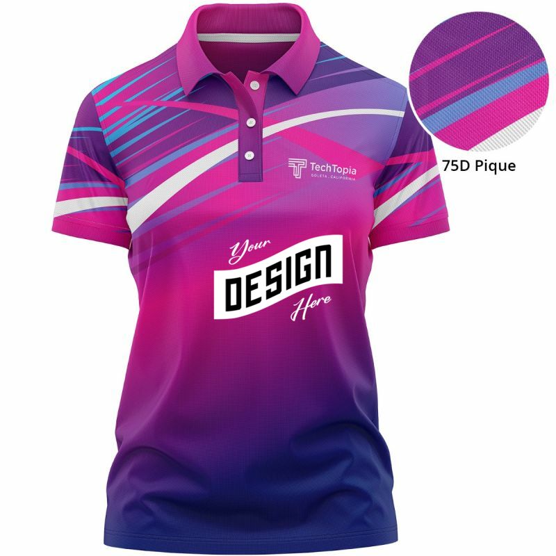 Women's 75D Pique Full Color Sublimation Polo