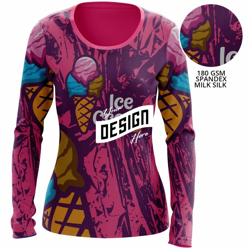 Women's 180 GSM Spandex Milk Silk Sublimation Performance Long Sleeve T-Shirt