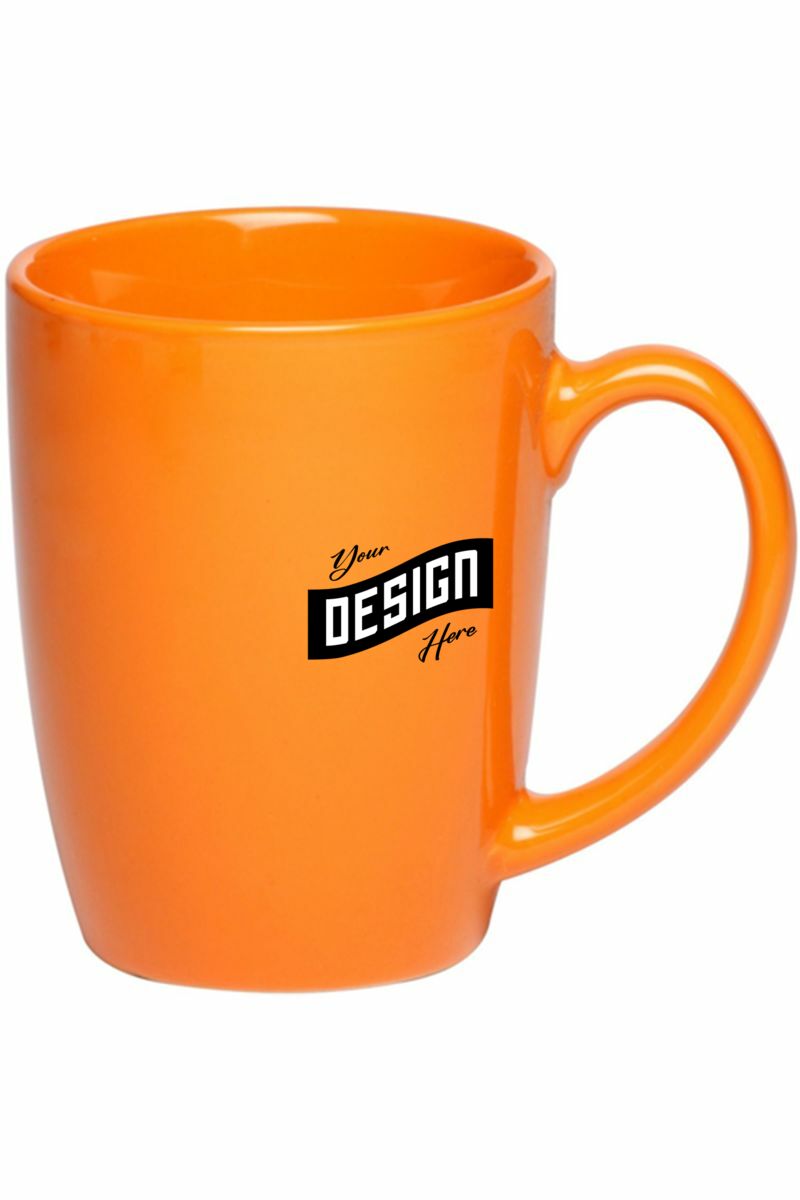 Coffee Mug W/ Custom Imprint Glossy Mugs Curved Grip 12 Oz.