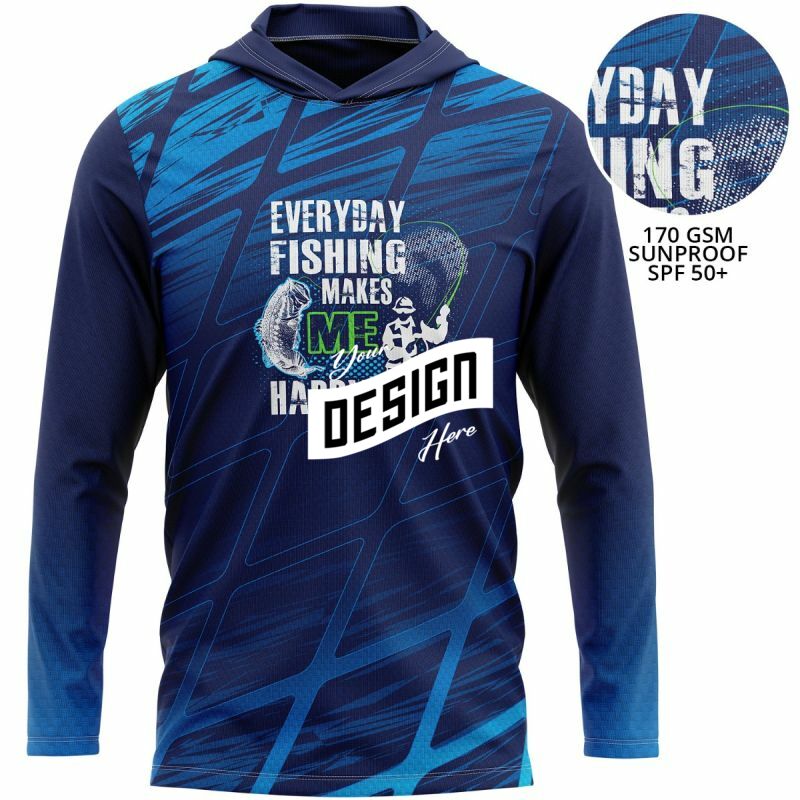 Unisex 170 GSM Sunproof SPF 50+ Fishing Long Sleeve T Shirt With Hoodie