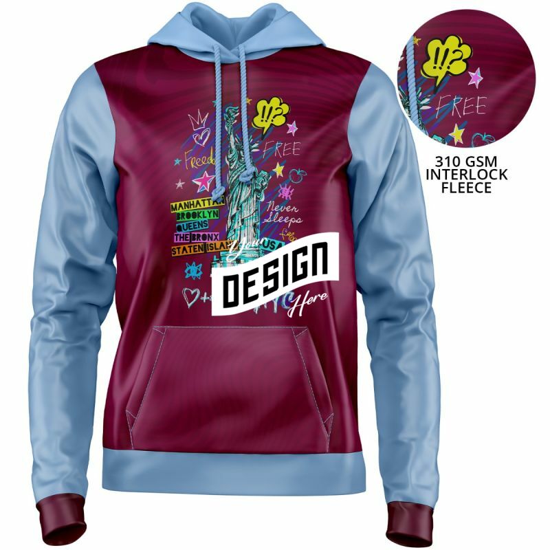 Women's Heavyweight 310 GSM Interlock Fleece Sublimation Pullover Hoodie