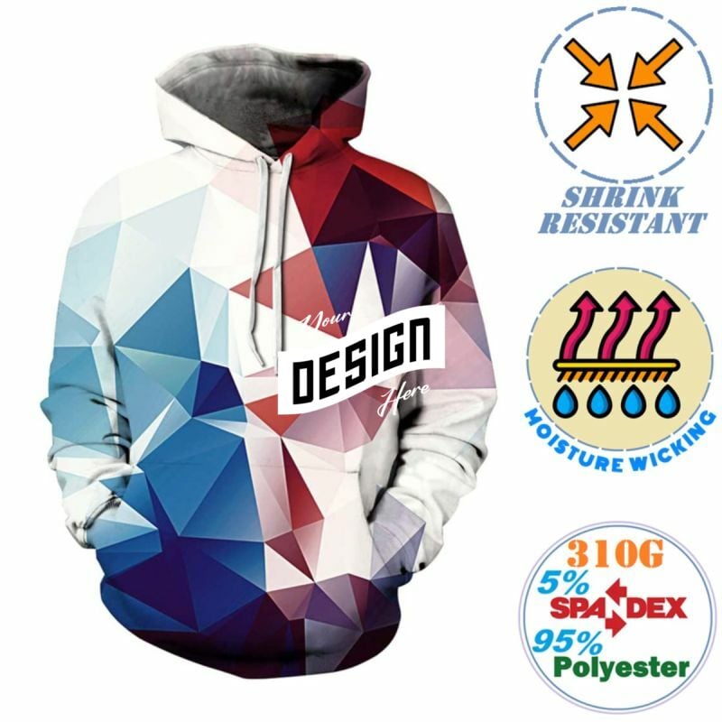 Unisex 310 GSM Interlock Fleece Sublimation Pullover Hoodies W/ Kangaroo Pockets