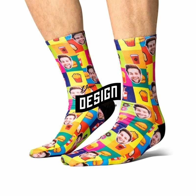 Below The Calf Sublimated Full Color Crew Socks, 200 Needle