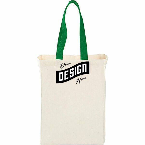 Grocery Canvas Tote Bag W/ Colored Handles