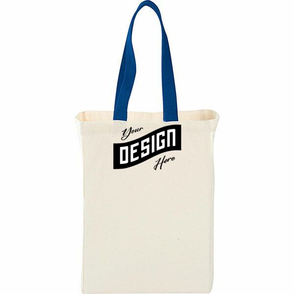 Grocery Canvas Tote Bag W/ Colored Handles