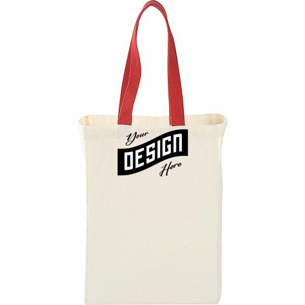 Grocery Canvas Tote Bag W/ Colored Handles